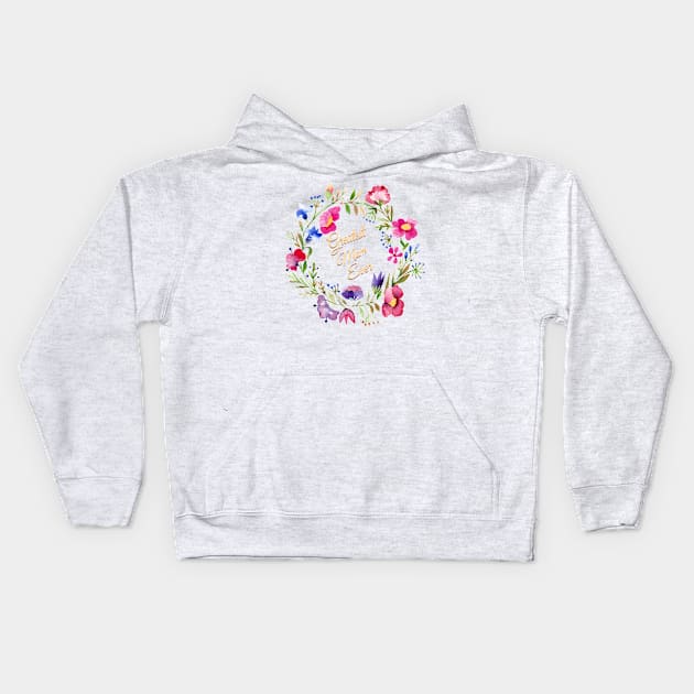 Greatest Mom Ever Flowers Kids Hoodie by letnothingstopyou